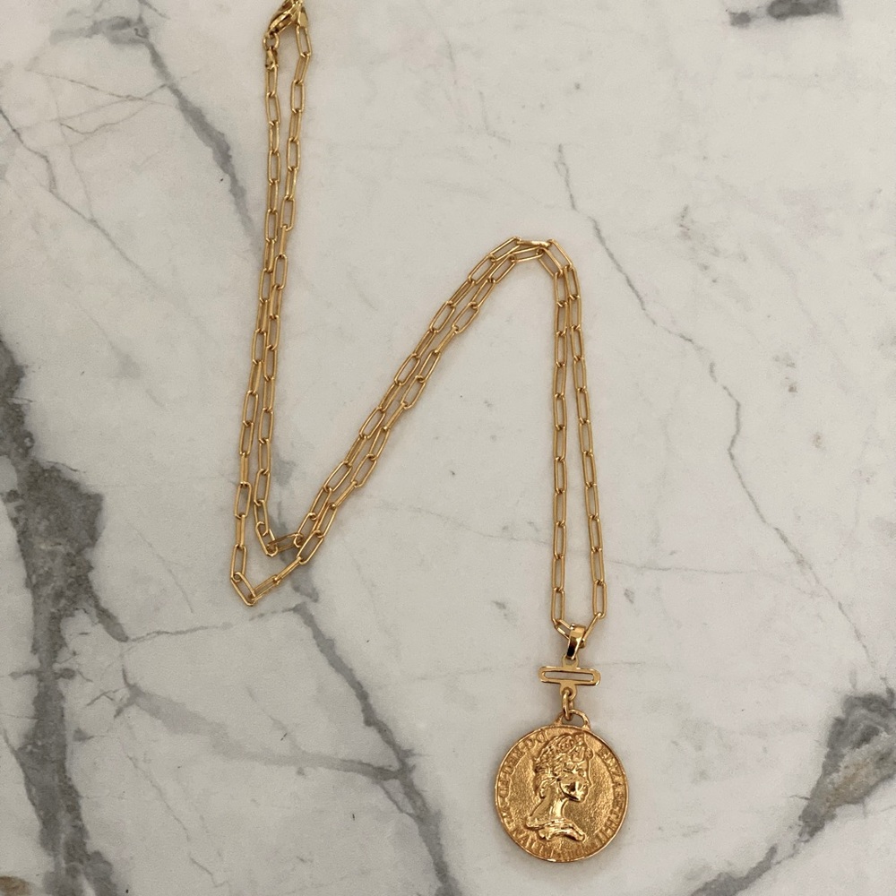 Gold coin chain necklace
